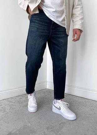 Чоловічі якісні базові сині прямі джинси мом
