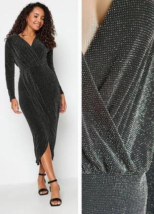Черное серебряное стразы платье