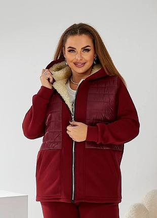 Утеплений жіночий зимовий костюм з овчиною