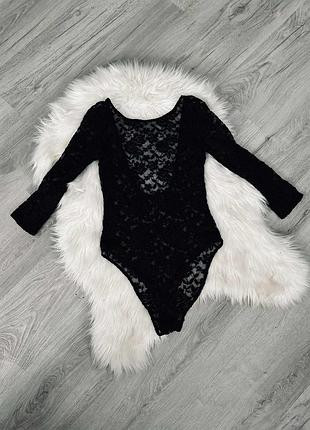 Чорний кружевний боді