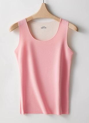 Майка женская теплая на флисе бесшовная широкие бретели без вкладышей