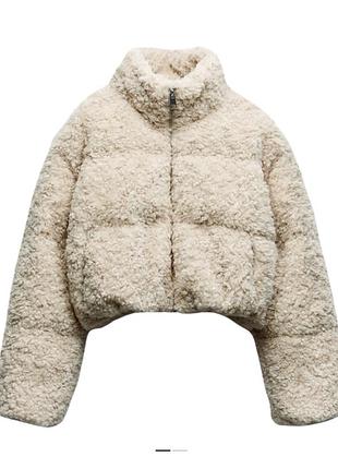 Куртка zara бежева зі штучної овчини розмір м