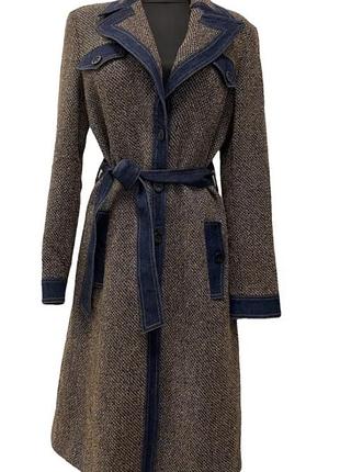 Шикарное шерстяное твидовое пальто немецкого бренда escada оригинал твид шерсть размер s,xs, xxs