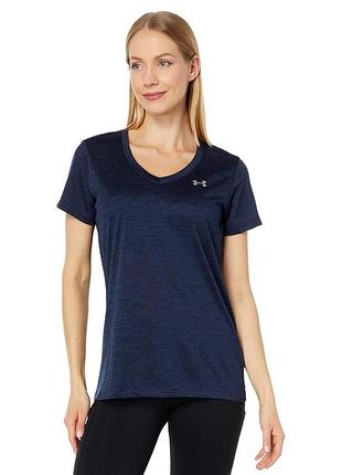 Футболка under armour ua tech twist v-neck midnight navy/cadet/metallic silver