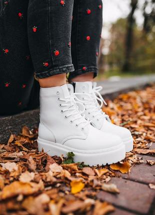 Ботинки dr. martens jadon white fur черевики с мехом хутро