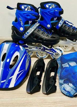 Набір розсувних роликових ковзанів maraton combo 2in1 ice s (31-34) синій