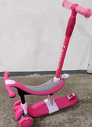 Самокат maraton credo ii g 5 in 1 розовый с родительской ручкой