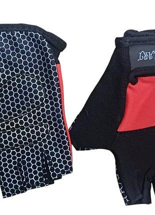 Велорукавиці дитячі без пальців zelart колір червоний (розмір xs)