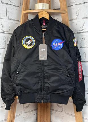 Чоловічий утеплений бомбер alpha industries чорний розмір л