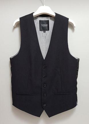 Topman жилет - s • 48 - черный в полоску ‐ 88w17sblk - мужская классическая жилетка костюмная же48