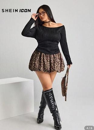 Леопардовая мини юбка шорты баллон парашют