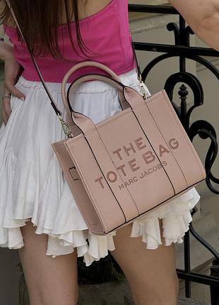 Сумка marc jacobs the leather small tote bag powder женская розовая