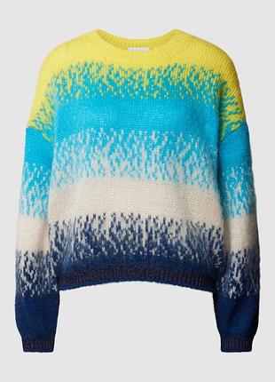 В'язаний светр омбре в жовтому, блакитному та темно-синьому кольорах