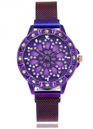 Часы женские с каучуковым ремешком classic diamonds фиолетовый