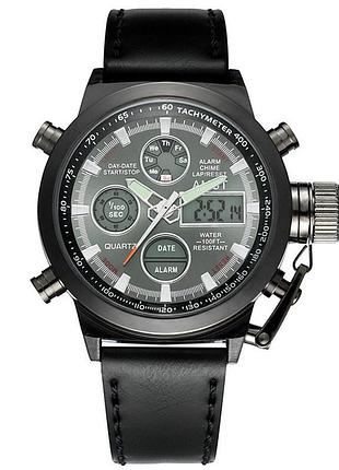Мужские наручные часы противоударные в армейском стиле amst am3003, черные