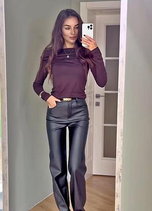 Штани шкіро зам, утепленні , прямі , l