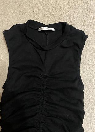 Кроп топ з горлом американка трикотажний в рубчик чорний zara s оригінал