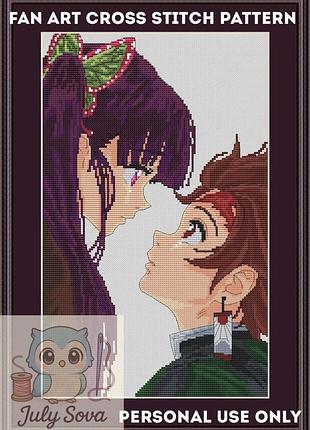 Схема для вишивки хрестиком по аніме demon slayer