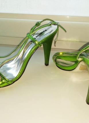 Босоножки на каблуке fashion girl зелёные, изумрудные 36 р.8 фото