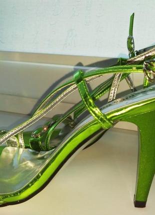 Босоножки на каблуке fashion girl зелёные, изумрудные 36 р.9 фото