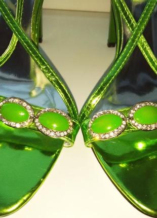 Босоножки на каблуке fashion girl зелёные, изумрудные 36 р.6 фото