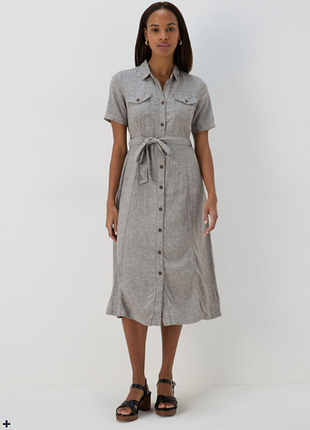 Льняное миди платье рубашка papaya