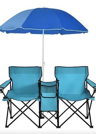 Комплект розкладних стільців costway parma з парасолькою бірюзовий