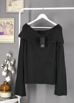 Новий сірий джемпер із відкритими плечима "ax paris". розмір s/m.