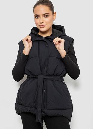 Жилет женский с капюшоном, цвет черный, 207r2016