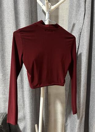 Стильний топ-гольф, гарний бордовий колір, довгий рукав, тканина масло, якісний бренд,  розмір xs, s