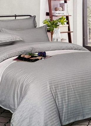 Постельные комплекты из турецкого страйп-сатина – серый, 100% хлопок!