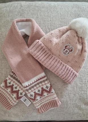 Дитячий комплект шапка+шарф c&a, рожевий 12-18м