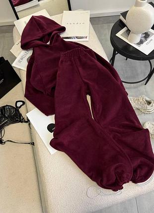 Стильный теплый костюм из двухстороннего флиса 💫 графит, бордо, черный, молоко | базовый, комфортный, на затяжках | мод 713