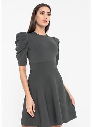 Ted baker трикотажне коротке вʼязане плаття пишні рукава силуетне темно зелене повсякденне вечірнє коктельне офісне на святкування корпоратив l xl