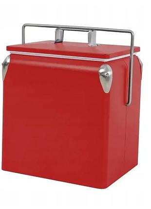 Портативний туристичний стальний холодильник в ретро стилі 13 л esti&esta cm-3200-a-mp червоний автохолодильник