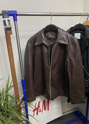 Шкіряна вінтажна куртка косуха collection first avenue real leather ретро натуральна кожа 1.3@