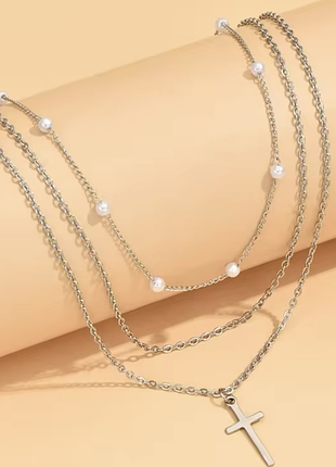 Набір ланцюжки намистини хрестик