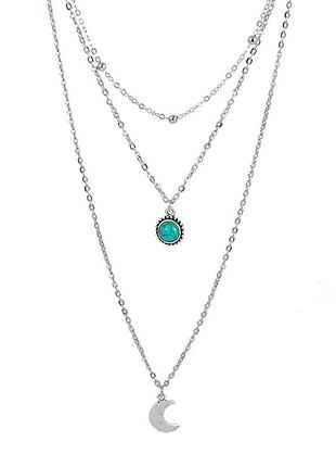 Набор из 3-х цепочек с кулонами в бохо стиле