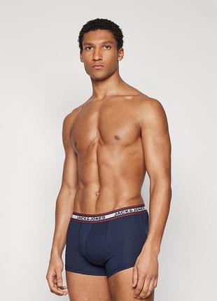Мужские коттоновые трусики боксеры jack &amp;jones темно синие