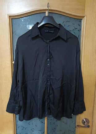 Zara сатинова сорочка цупка віскоза,р.l