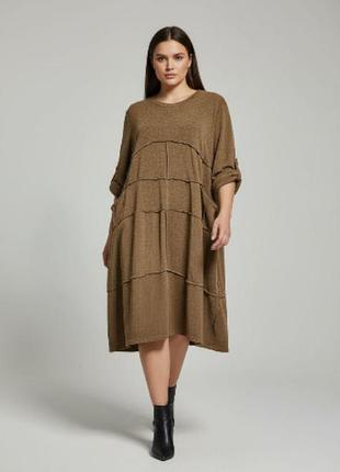 Туника-платье lusso oversize с декоративными швами, трикотаж, one size