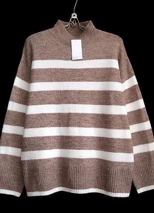 Стильный вязаный свитер в полоску р.12-14