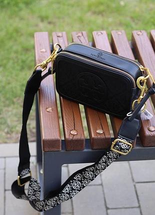 Стильна жіноча сумка в стилі tory burch  miller t onogram mini black