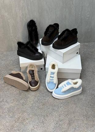 Зимові короткі кеди утеплені хутром і норкою
