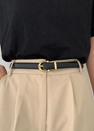 Чорний вузький ремінь під брюки 100 см довжиною