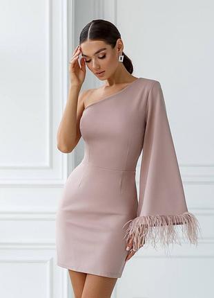 3 цвета! женское мини платье с перьями на одно плечо, короткое платье, вечернее, коктейльное, асимметричное, трикотажное, праздничное