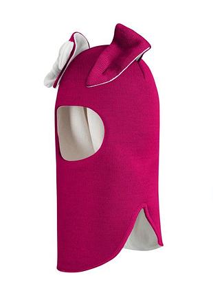 Зимняя шапочка-шлем corona.hm "зайчик" малина бантик белый