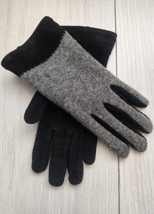 Перчатки варежки замша и шерсть