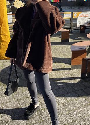 Шубка эко-мутон шоколадная