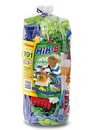 Детский пластиковый блочный конструктор unika "юника ник-8" (191 деталь)